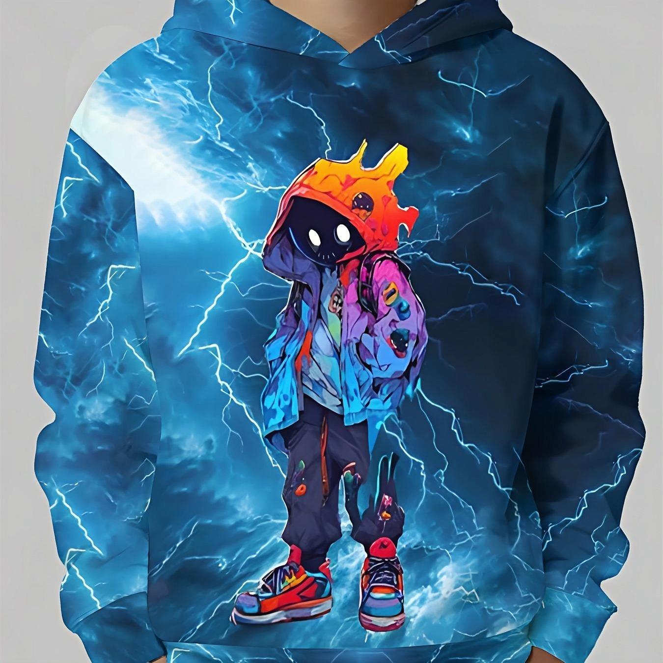 

Cool lightning background paired with trendy cartoon characters, digital printing, colorful and eye-catching 13-14Y