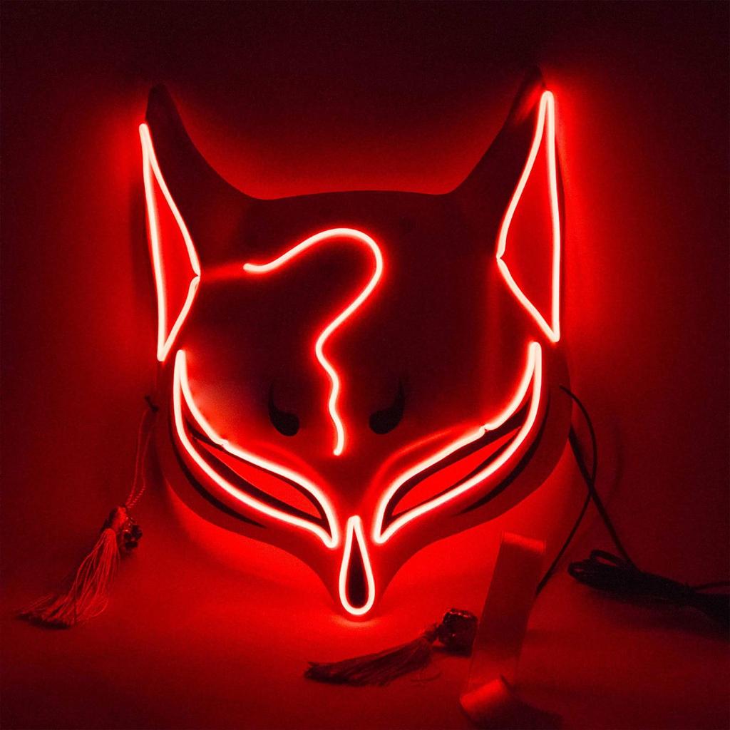Fox Half Mask Neon Illuminated Festival Summer Festival Party Party Goods Photography Mask Cosplay Halloween Festival Mask Masquerade Disguise Fox