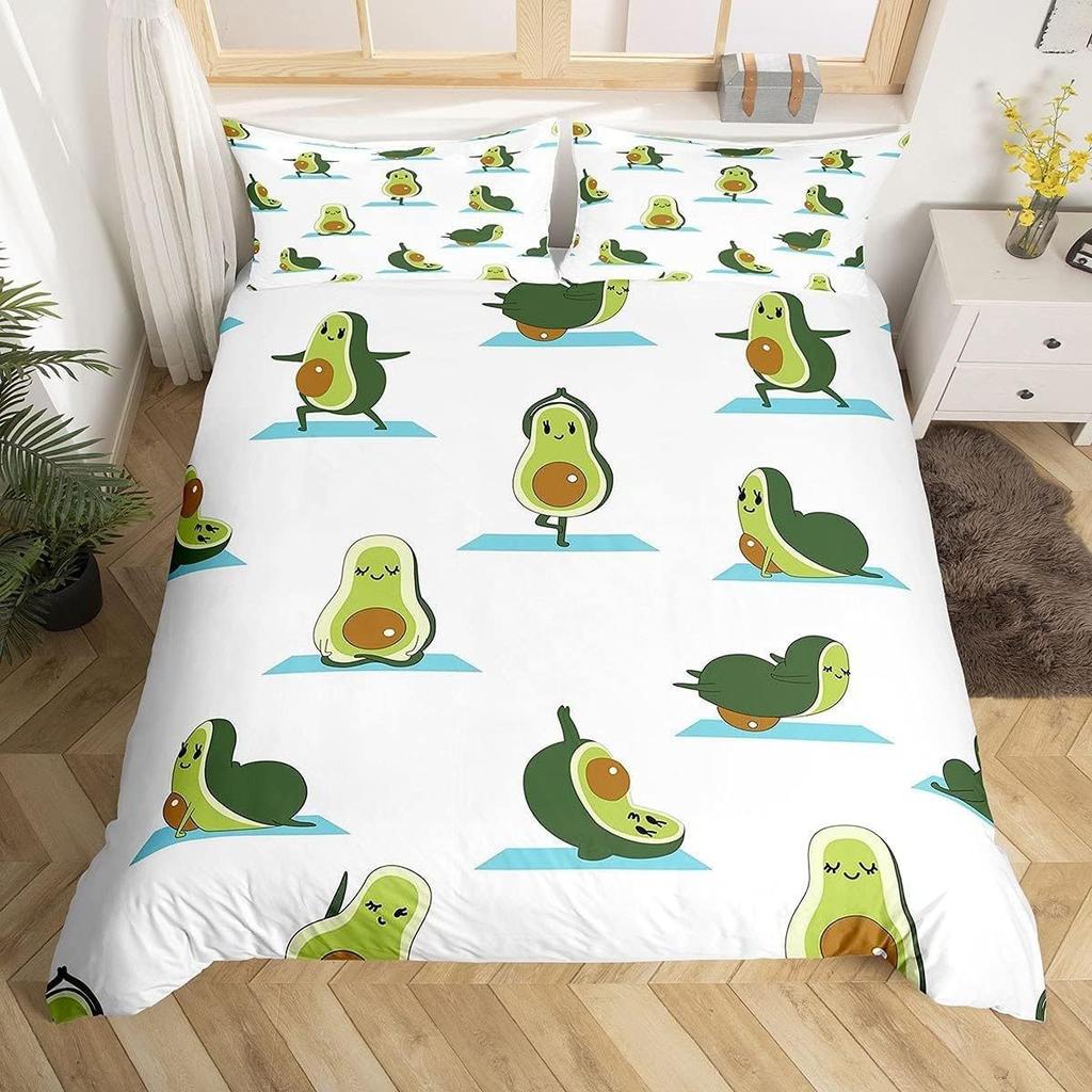 Avocado Duvet Cover Three-piece Set Fun Pattern Bedding Set with Pillowcase