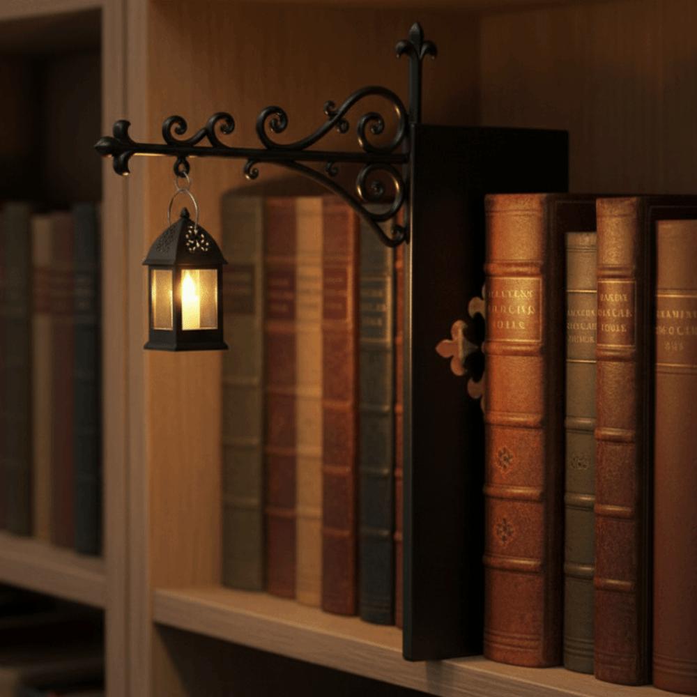 Wrought Iron Street Lamp Bookends Button Cell Battery Powered Bookmark Light Study Room