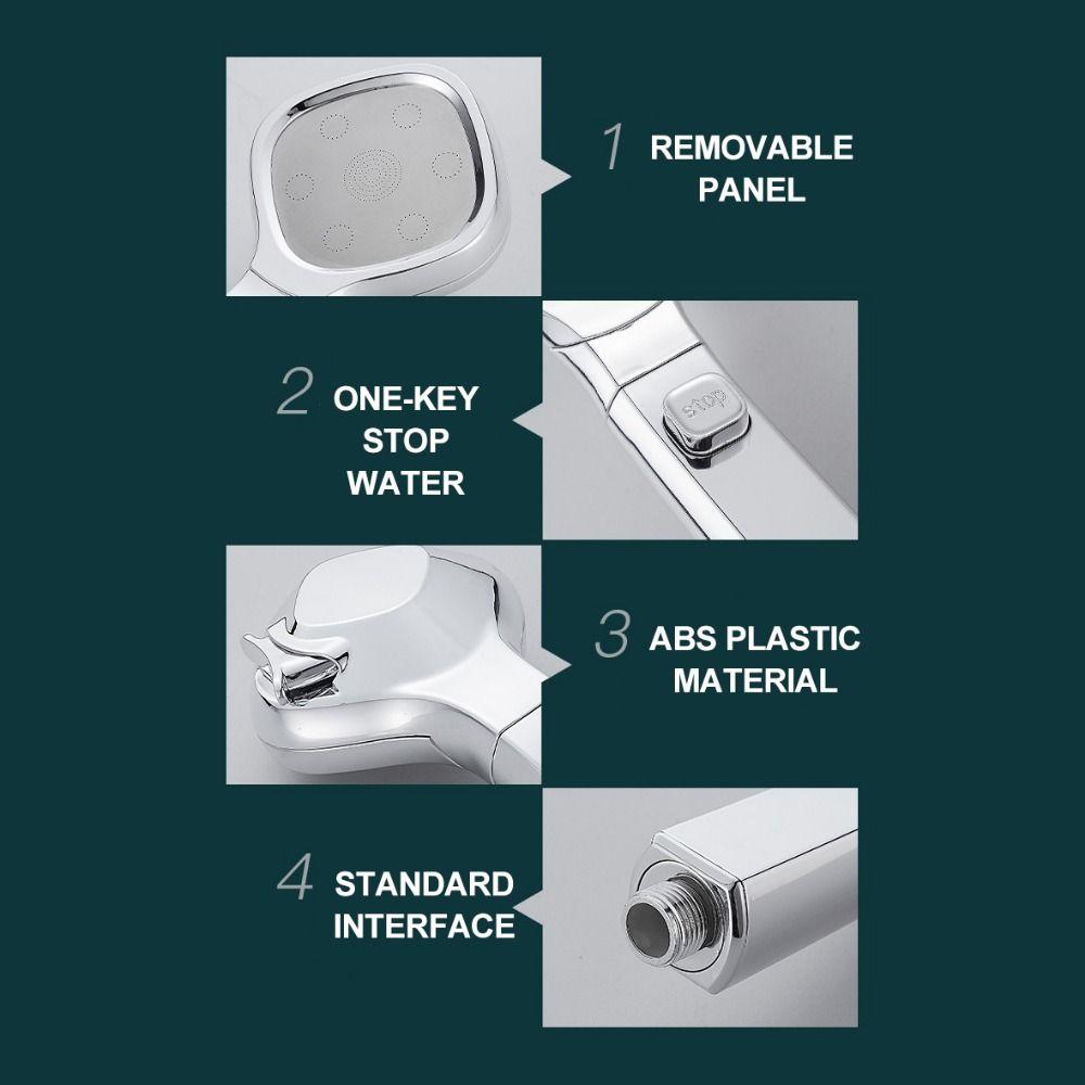 Wassersparender, verstellbarer Duschkopf mit Ein-Tasten-Stopp-Wassersprüher und 4 Modi für den Haushalt