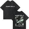 Game Silent Hill  Vintage Washed Tshirt Men Women Gothic Fashion T Shirts High Quality Cotton Oversized Tshirts Streetwear
