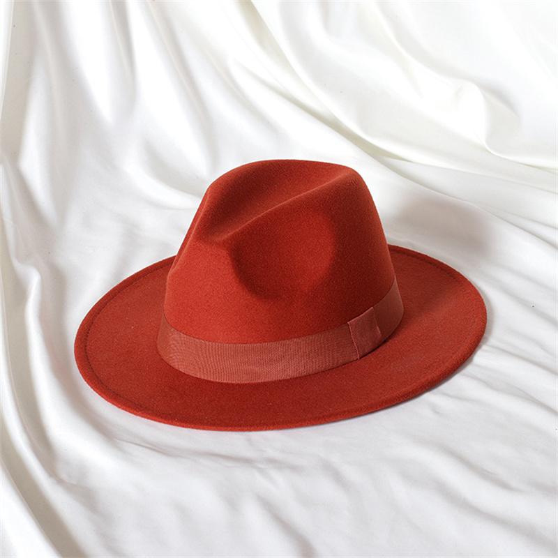 Skórzany Różowy Kapelusz Fedora z Szerokim Rondem Jazzowy Kapelusz Jesień/Zima Klasyczny Elegancki Kapelusz Panama Kapelusz Dżentelmena Sombrero