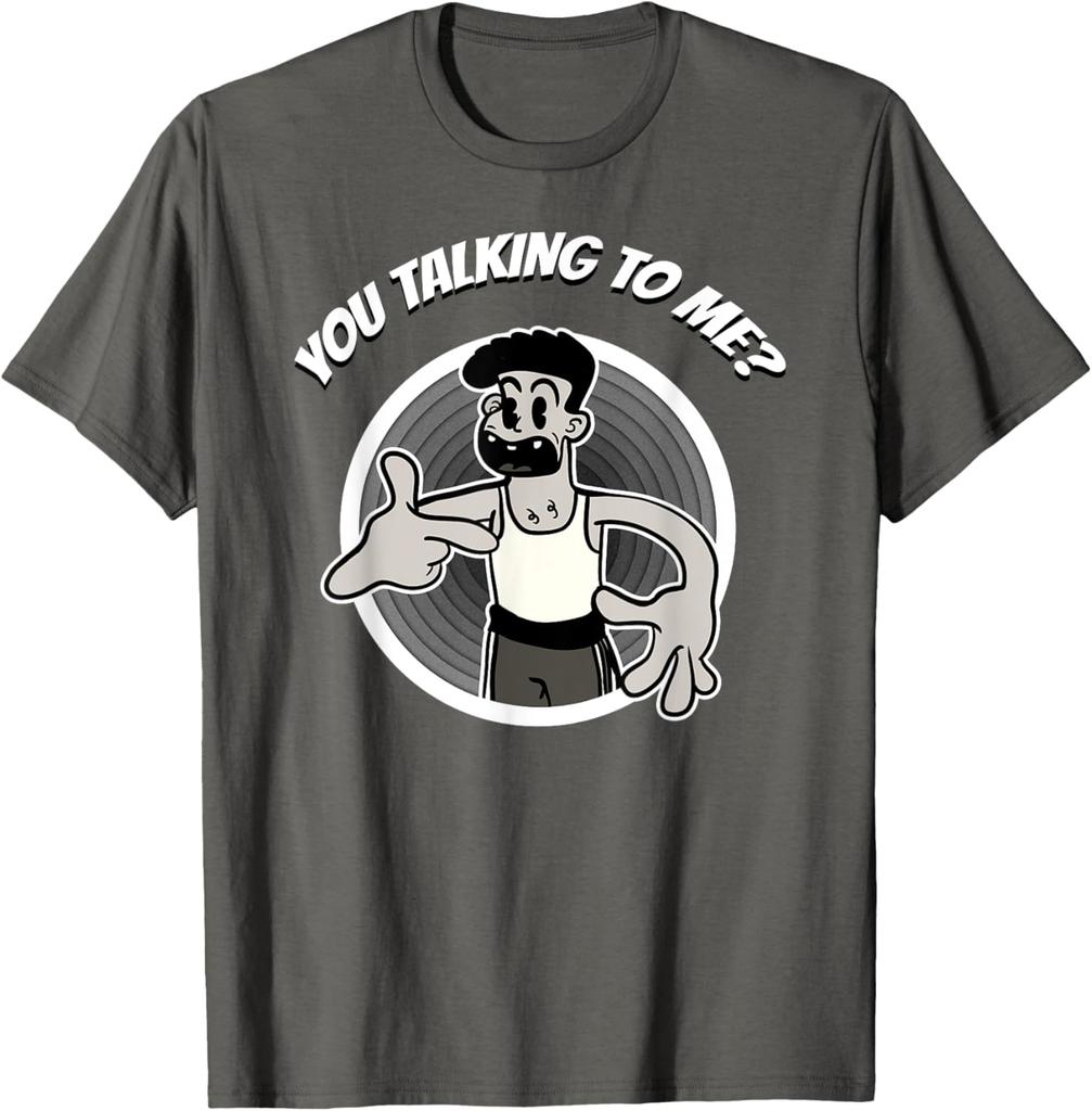 You Talking To Me Retro Cartoon Graphic Tee Men Casual Breathable Cotton TShirt