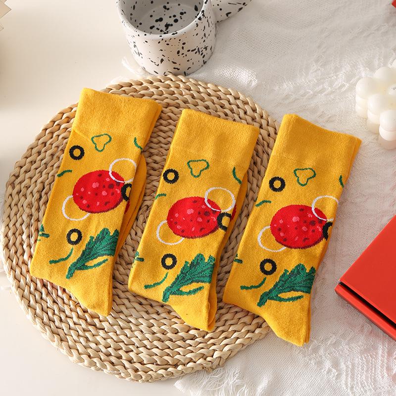 Damen Pizza Socken Geschenkbox - Schweißabsorbierend, geruchsresistent, reine Baumwolle, mittelhoch für Halloween, Weihnachten & mehr