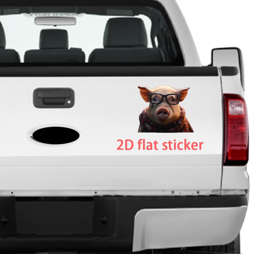 1PC 2D Flat Stickers Pig Animal Car Stickers Luggage Refrigerator Wall Stickers Laptop Toilet Stickers