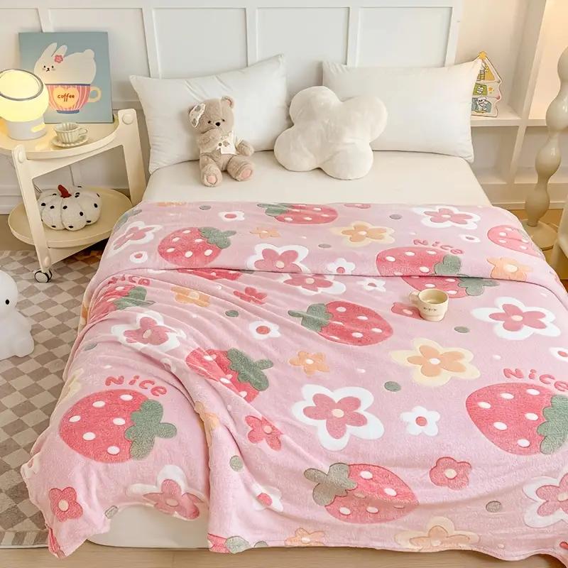 Floral Print Soft Flannel Blanket - All-Season Cozy Throw for Bed, Sofa & Travel, Lightweight Multi-Use Home Decor in Mixed Colors, Blanket for Bed