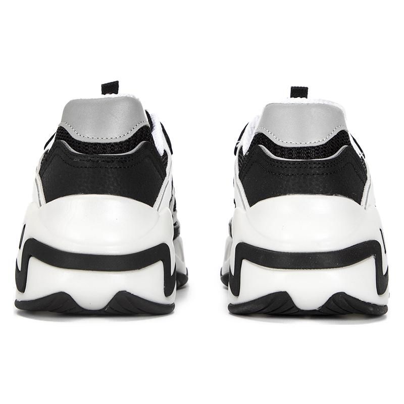 Skechers DLites Hyper Burst Fabric Synthetic Leather Bubble Panda Shoes Low Top Casual Shoes Women Sneakers White Black 149983-WBK