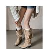 Wasteland style fashion pointed big tube around piling boots women's thick heel pointed high heel boots versatile boots