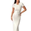 Women's Spring Summer Imported Solid Bodycon Chic Slim Fit Short Sleeve Fashion Dress