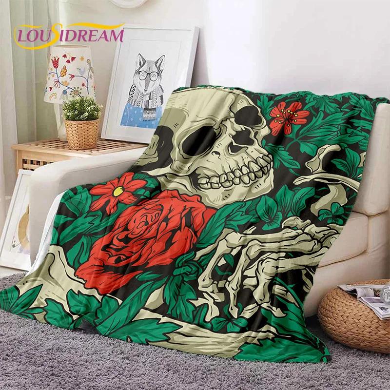 3D Horror Gothic Skull Skeleton Soft Flannel Blankets,Throw Blanket Comfortable Blanket for Picnic Beds Sofa Home Bedroom Gifts