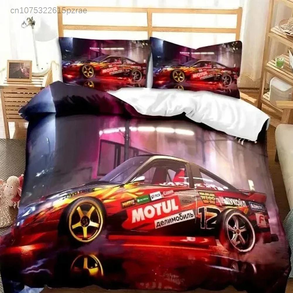 Drift Cars Cool Racing Car Bedding Set Single Twin Full Queen King Size Bed Set Adult Boys Bedroom 3D Print Men Boys Gift