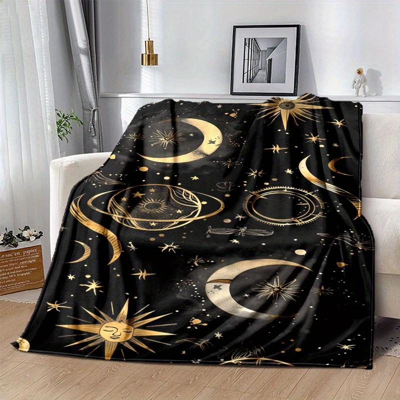 1pc Moon Printing Lightweight Flannel Blanket, Comfortable and Warm Blanket, for Camping Sofa Bed and Couch Office, Suitable for Gift Blanket