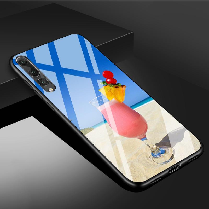 Drinks Tempered Glass Phone Case For Huawei P20 P30 P40 P40 Lite Pro Psmart Mate 20 30 Cover Shell
