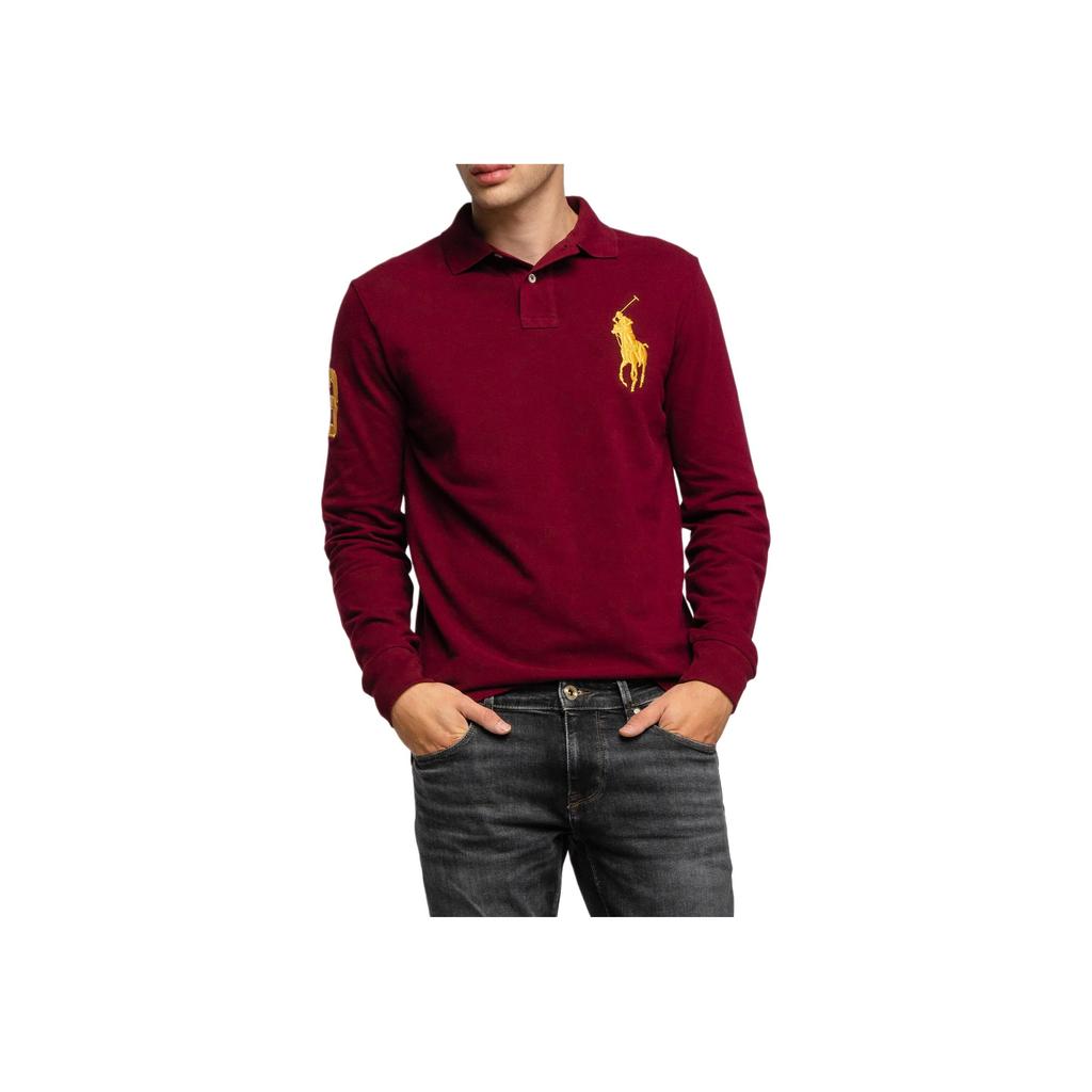 Polo Ralph Lauren Ss24 Gold Label Logo Big Pony Brodé Polo à Manches Longues Homme Polos 710766856-005