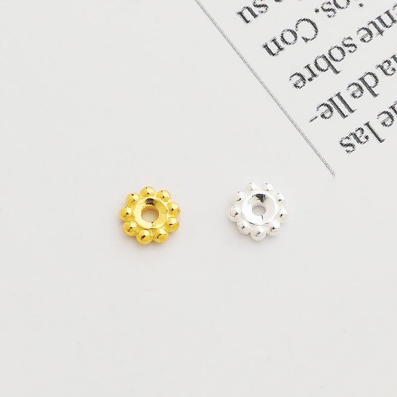S925 Silver Gold-Plated Round Bead Spacer for DIY Bracelets and Jewelry Accessories