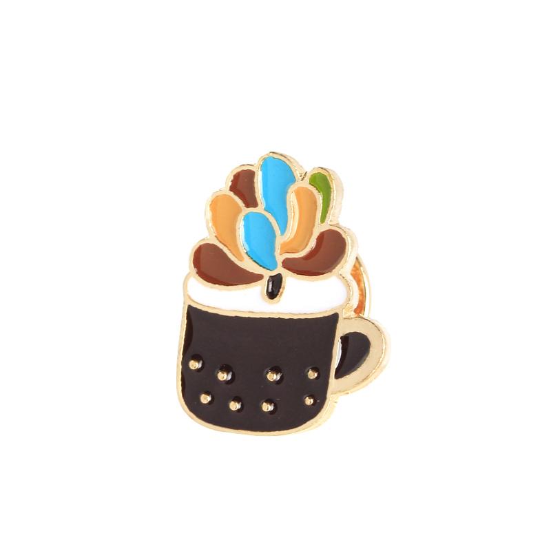 19 Styles Summer Cup Potted Design Enamel Brooches Mini Cactus Potted Plant Shaped Pins Women Girls Gardening Backpack Badge