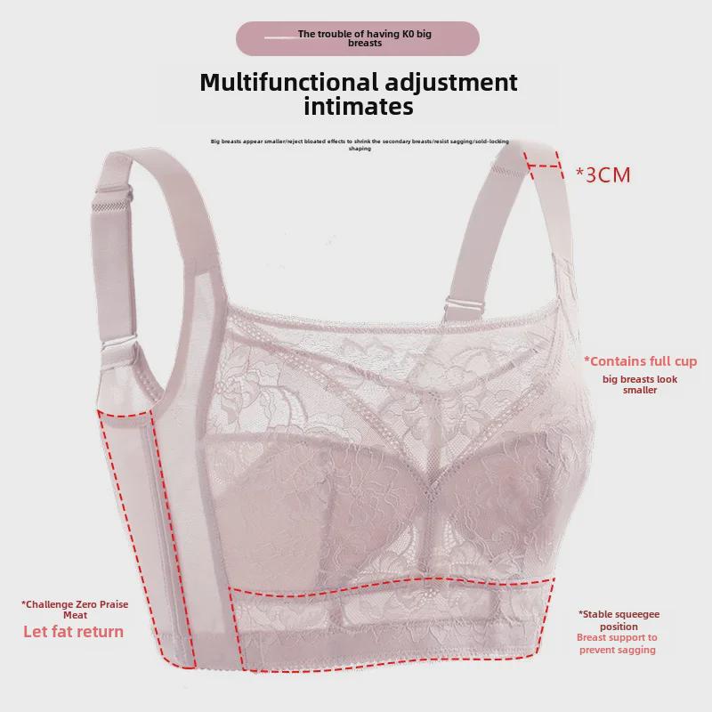 Seksowny biustonosz push-up, regulowany, zapobiegający opadaniu dla dużych biustów - Bezfiszbinowy i z korekcją boczną