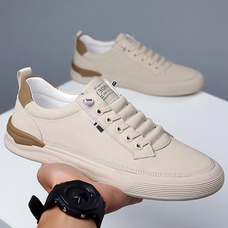 Spring and summer new men's casual leather shoes little white shoes board shoes genuine leather soft sole soft surface men's single shoes