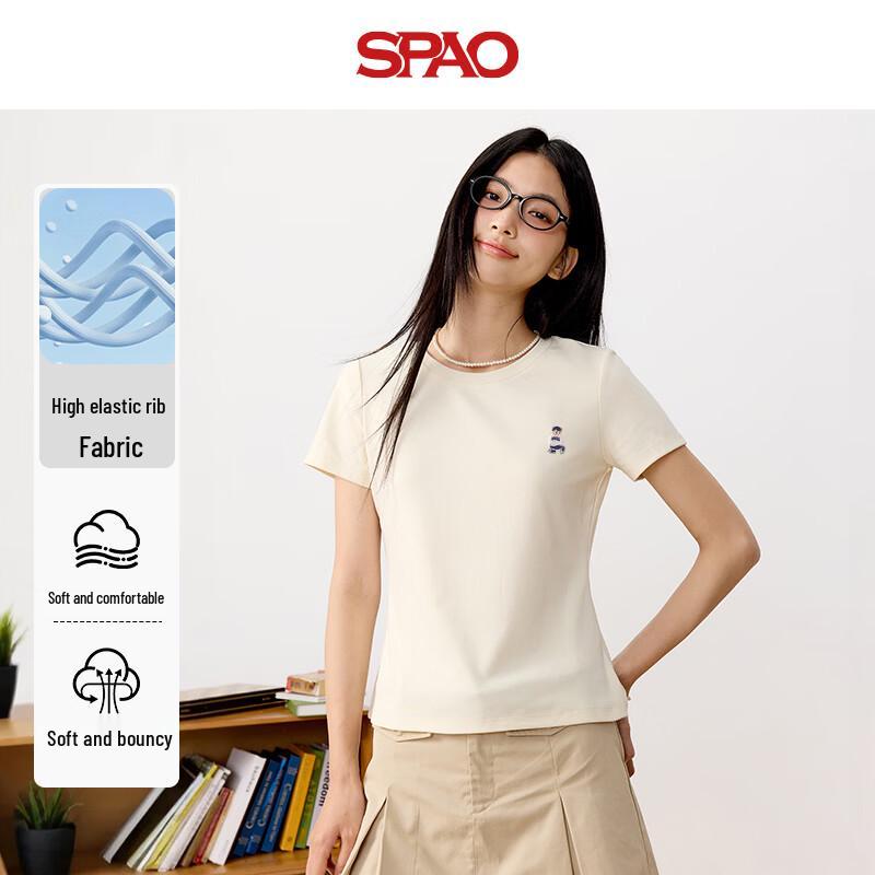 SPAO Women s Slim Fit Round Neck Short Sleeve T-Shirt M