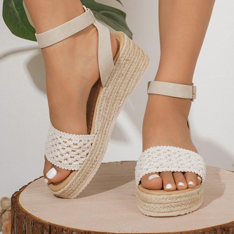 Large size platform sandals women's summer new fish mouth word with casual women's shoes