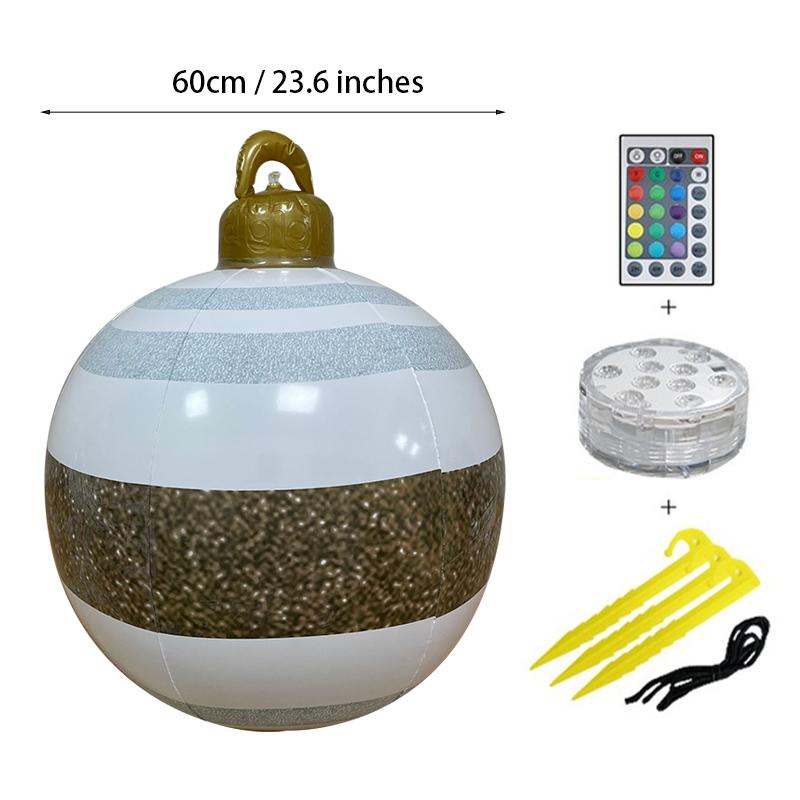 60CM LED Işıklı Noel topu Dış Mekan Noel Şişirilebilir Süslemeli Top PVC'den Yapılmış Dev Işıksız Büyük Toplar Ağaç Süsleri