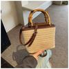 High-End Bamboo Handheld Straw Bag for Women, Niche Versatile Crossbody Woven Bucket Bag, Summer Casual Woven Bag