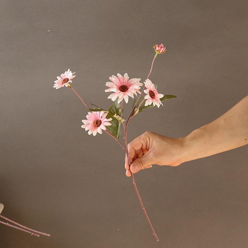 

Осенняя хризантема искусственные ромашки 52 см искусственные шелковые ромашки со стеблями для декора дома, сада, вазы, 1 шт. розовый