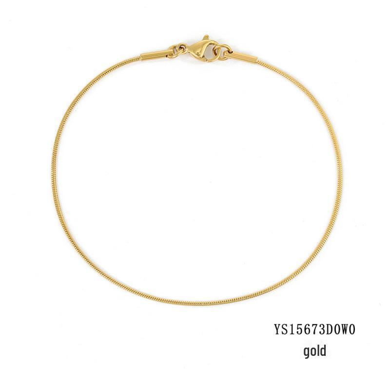 Guldpläterat armband med ormlänk i rostfritt stål för män och kvinnor - Japansk och koreansk stil, trendig och enkel design
