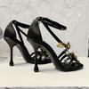 Socialite Golden Orchid Ribbon Square Head High Heels With Thin Water Drop With Party Daily All-In-One Sandals For Women