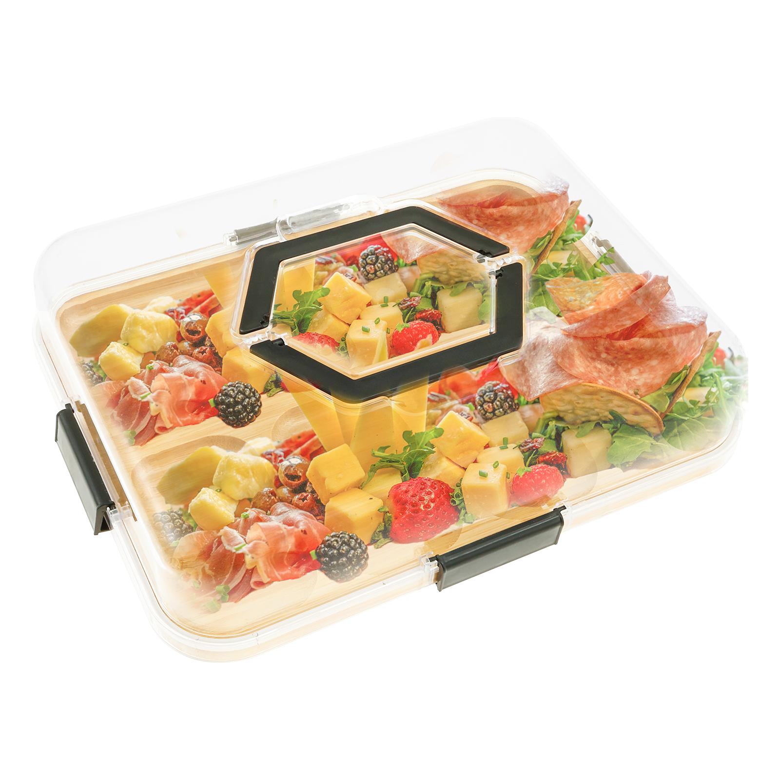 Charcuterie Board with Clear Lid Portable Charcuterie Box with Compartments Mutifunctional Cheese Board Box Practical House