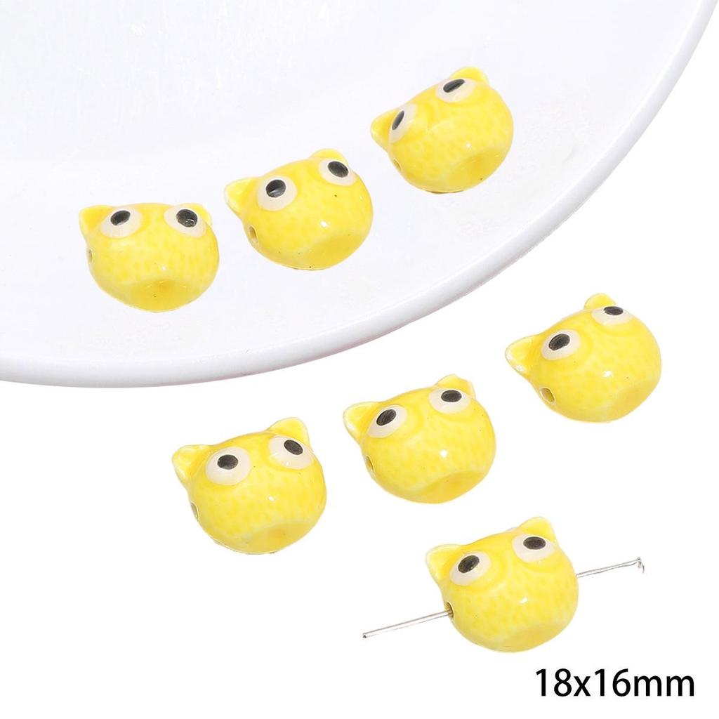 Yellow Hand-Painted Ceramic Cartoon Beads for DIY Bracelets, Necklaces, and Phone Chains