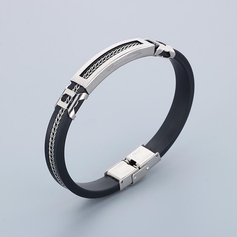 Haoyi Men's Adjustable Silicone Titanium Steel Bracelet in European & American Fashion