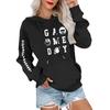 Women's Fashionable, Casual, Comfortable Round-neck, Hooded, Long-sleeved, Rugby-print Warm Sweater
