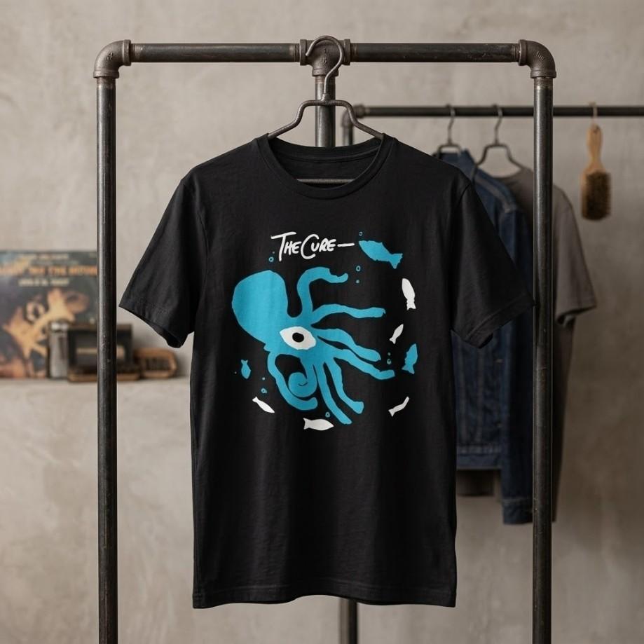 The Cure Shirt Blue Octopus Fish Graphic Goth Rock Band Music Black Unisex T-Shirt XXXL