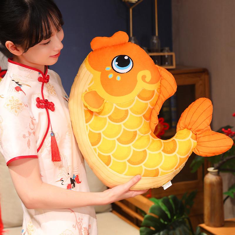 New Year'S Koi Plush Toy Doll Cute Goldfish Big Throw Pillow For Friends Birthday Gift Children Hug Sleeping Doll
