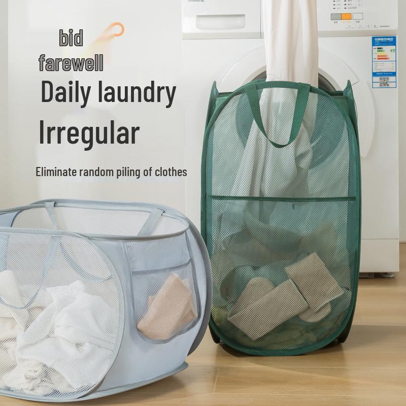 Portable Foldable Breathable Mesh Laundry Hamper for Bathroom