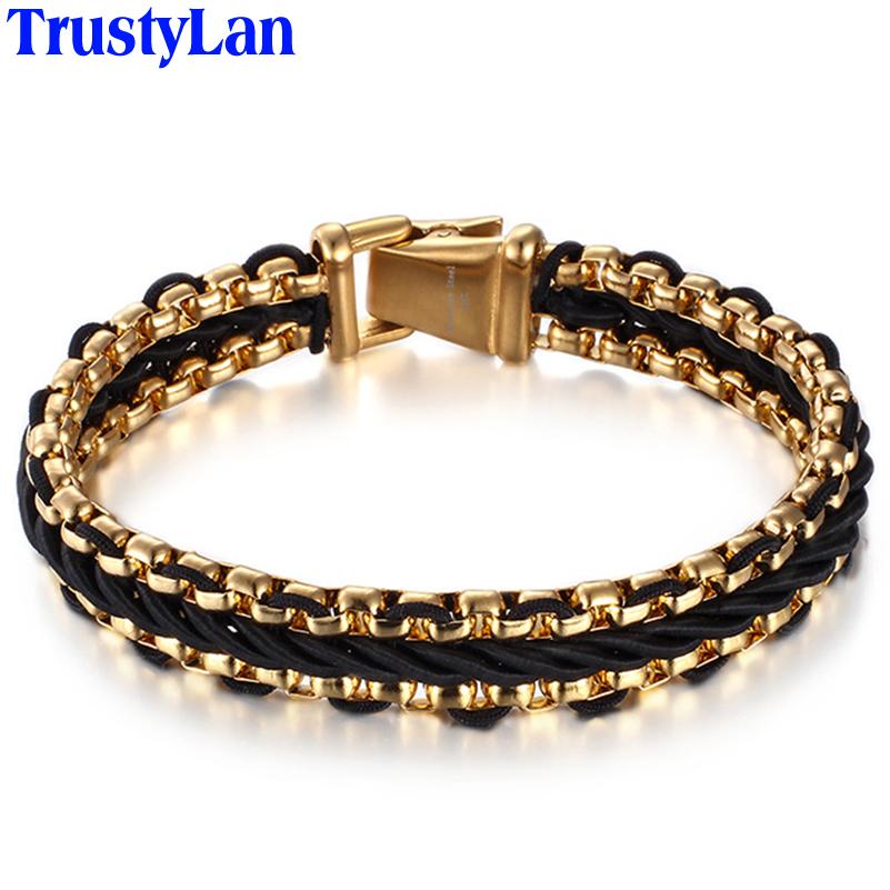 Luxury Gold Color Stainless Steel Bracelet for Man 12MM Wide Men's Wrap Bracelets Male Best Friend Jewelry Armband Wristband New