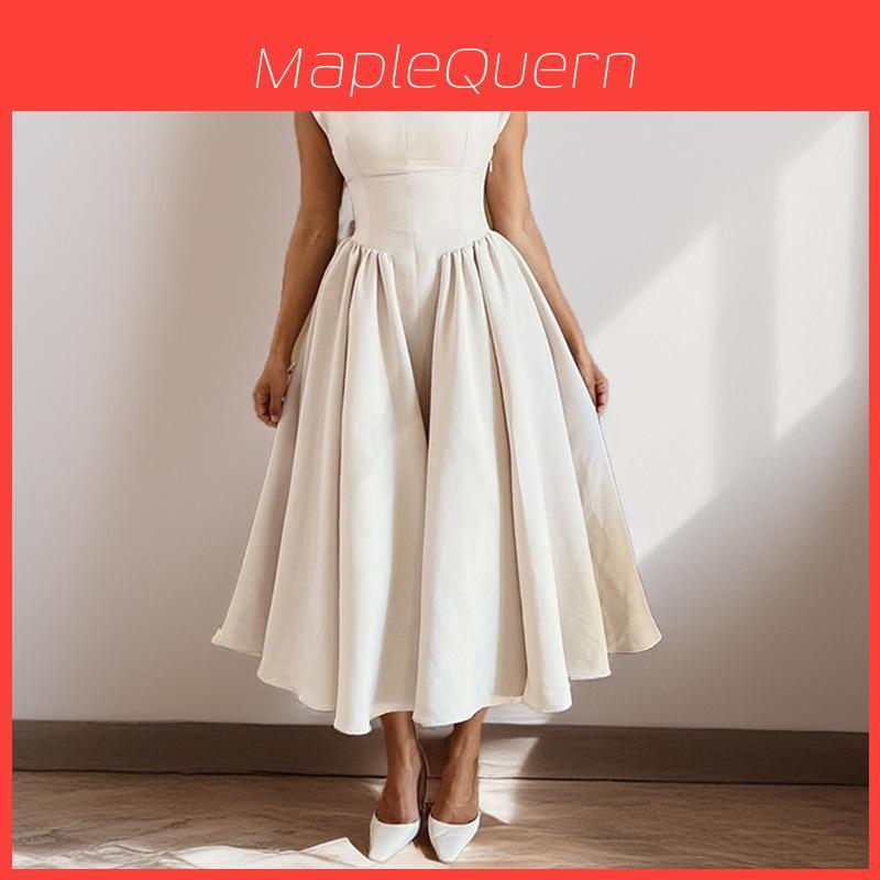 Elegant Summer Dress For Women With High Waist Pure Polyester Fabric For Casual Wear