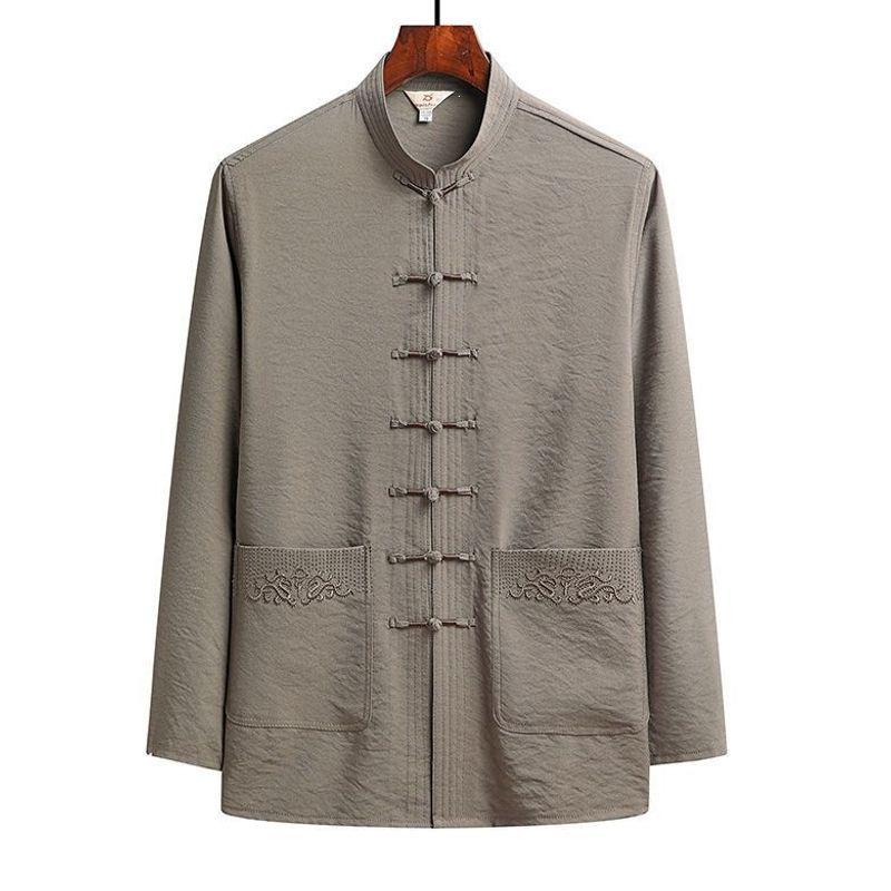 Men's Tang Suit Ice Silk Set - Long-Sleeve Chinese Tai Chi Hanfu for Spring/Summer