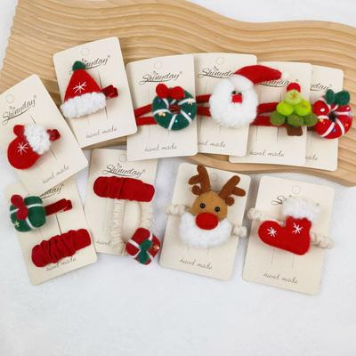 New Year Christmas Hair Pin Santa Claus Christmas Tree Snowman Cartoon Children's Barrettes Headwear Kids Hair Accessories