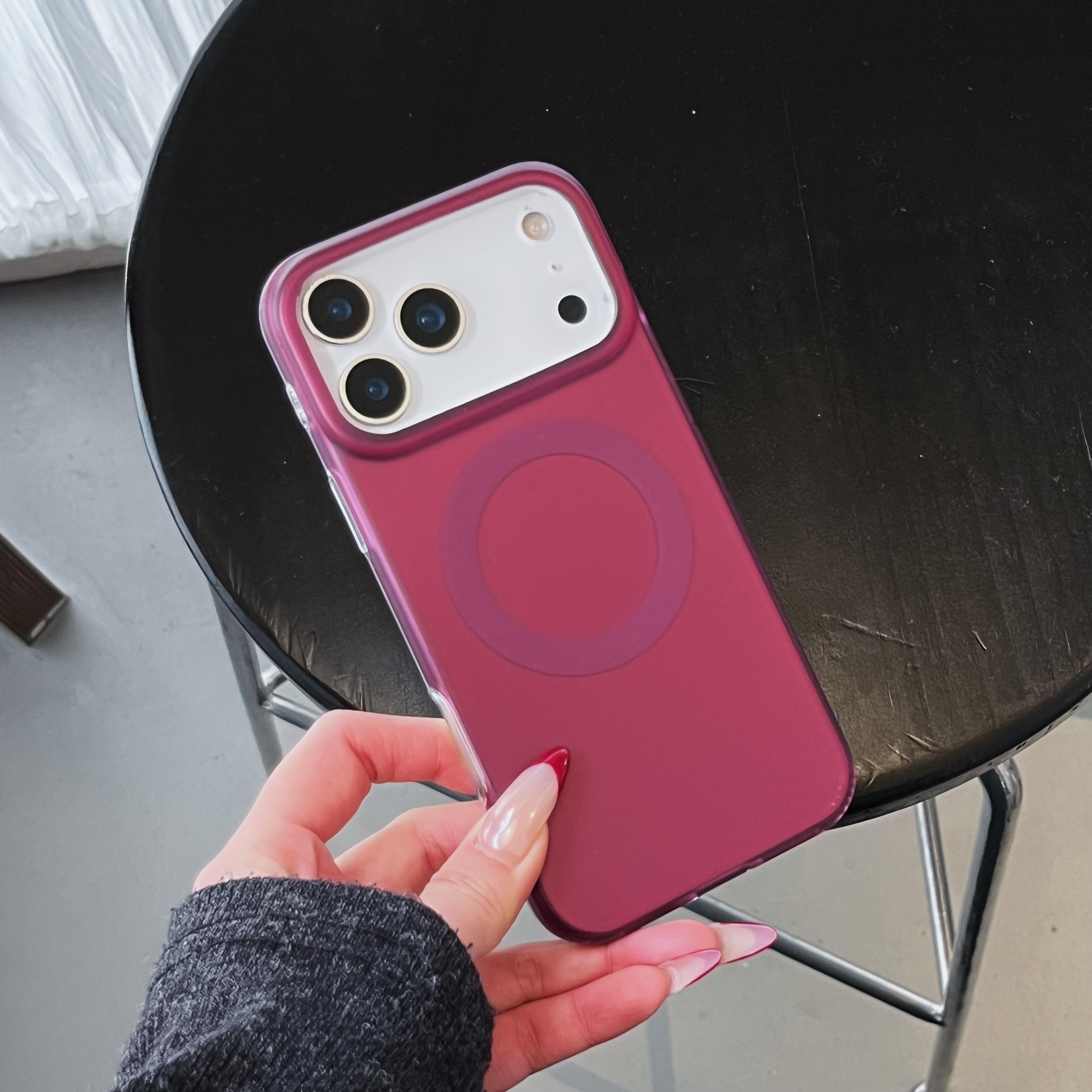 

Slim Matte Wireless Charge For Magsafe Protective Case For iPhone 17 16 15 14 Pro Max Simple IMD Magnetic Hard Back Phone Cover iPhone 14 вина червоного кольору
