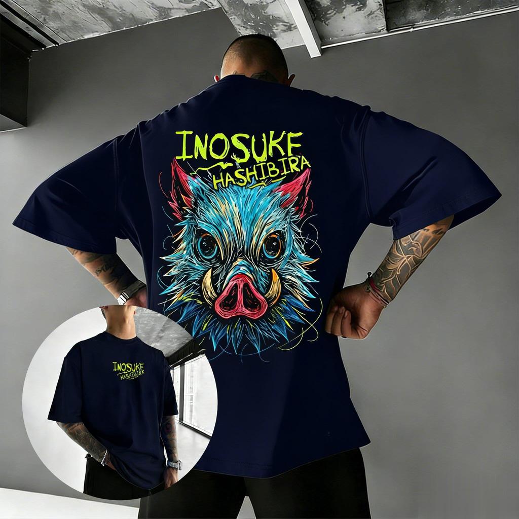 Demon Slayer Inosuke Anime T Shirt Mens 2026 Summer Fashion Short Sleeve Tee Casual Tops Graphic Print Streetwear Y2k Clothes