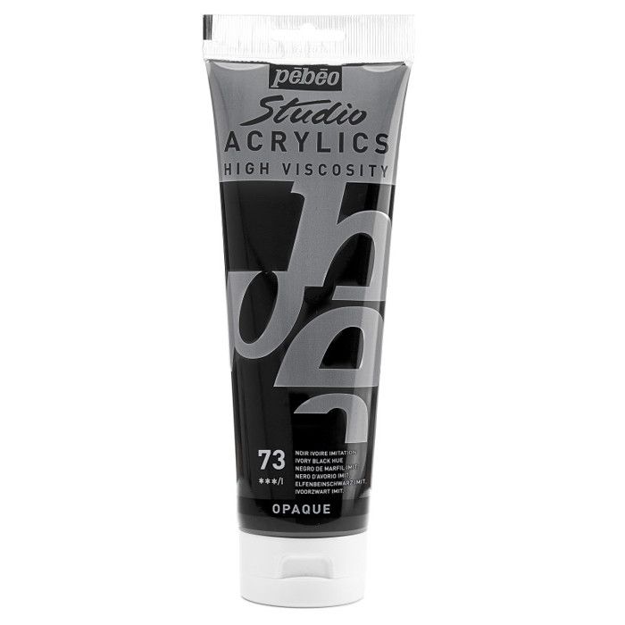 Acrylic Paint Tube - Imitation Ivory Black - Pébéo Studio - 250 Ml