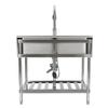 Stainless Steel Kitchen Utility Sink Single Bowl with Faucet Commercial Grade Silver 35.8x23.2 Inch