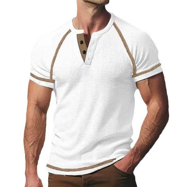 Solid Color Houlder Short Sleeve Men's T-shirt