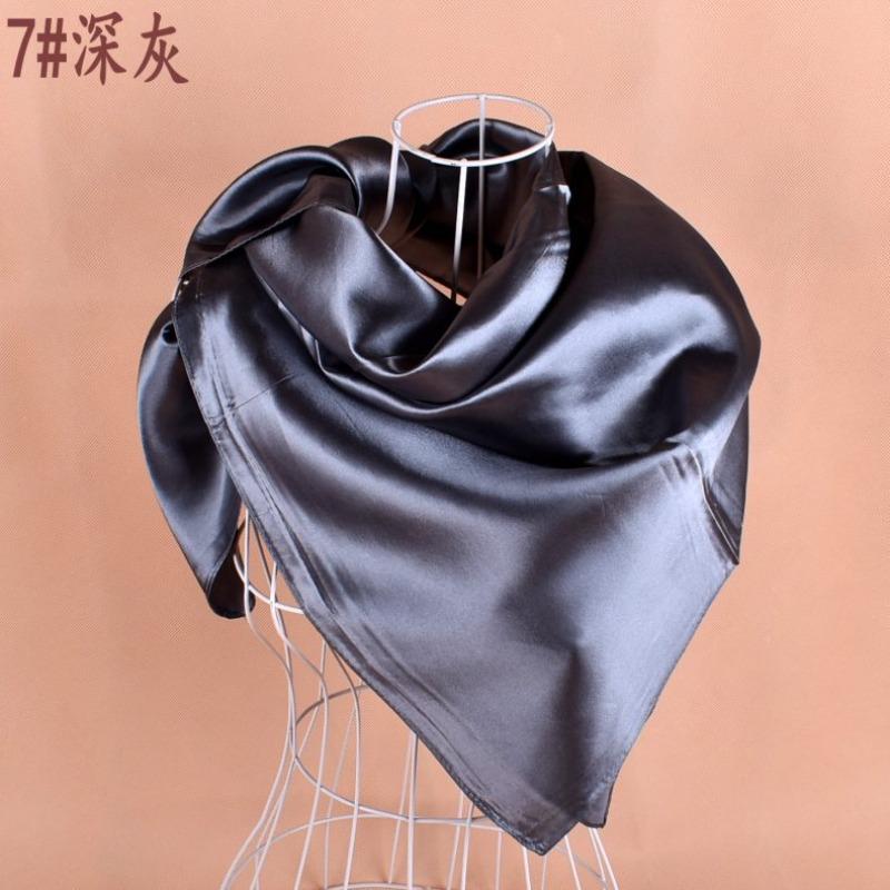 Selected solid color imitation silk generous silk scarf, women's silk scarf 90 * 90 color diced versatile scarf