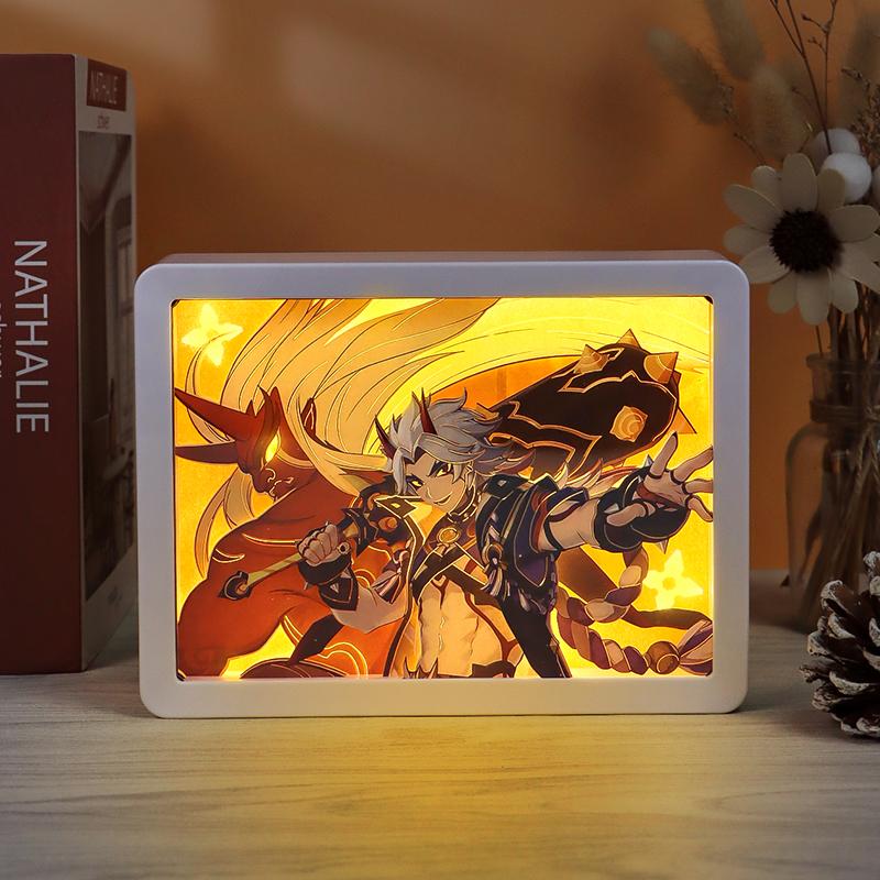 Anime Led Light Box 3D Paper Carving Lamp Anime Paper Cut Shadow Light Box Decorative Lights Lamp For Children'S Room Decor Gift