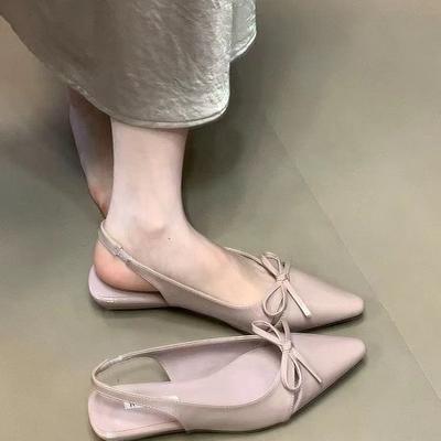 Gentle Bow Baotou Sandals Spring and Summer 2025 French Niche Elegant Fairy Square Head Light Mouth Commuting Shoes