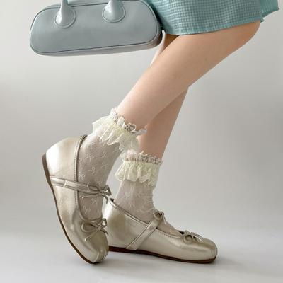 Silver Retro Square Head Inner Height Increase Light Mouth Flat-soled Single Shoes Women's Summer 2025 New French Skirt Mary Jane Shoes